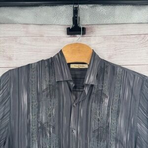 Tommy Bahama‎ Silk Blend Button Up Shirt Palm Tree Print XL Hawaiian